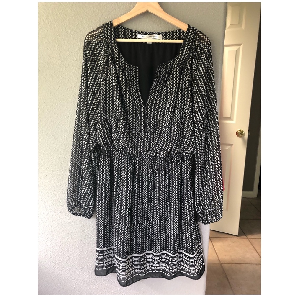 Black and white belted dress - Max Studio
